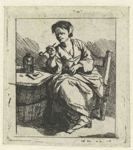 Young Woman Sitting with a Pipe