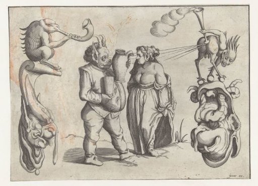 Female and Male Monster with a Can and Cup