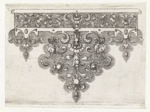 Border with a frieze at the top decorated with leafy tendrils