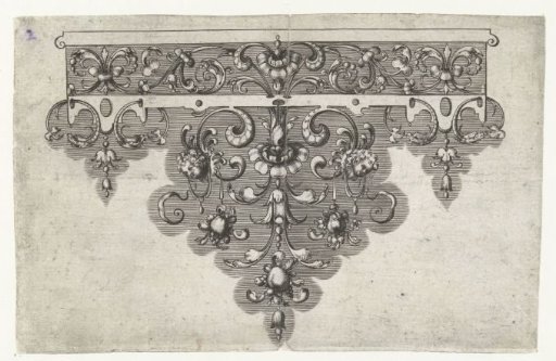 Border with a frieze at the top decorated with leafy tendrils