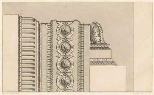 Cornice with acanthus leaves and floral motifs