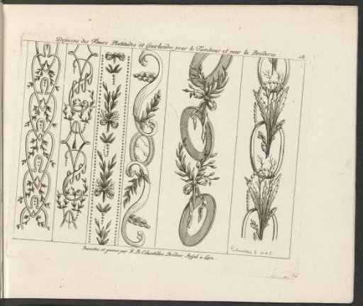 Leaf motifs and interlaced work