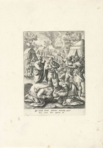 The People of Israel Threaten to Stone Moses, Aaron, Joshua, and Caleb