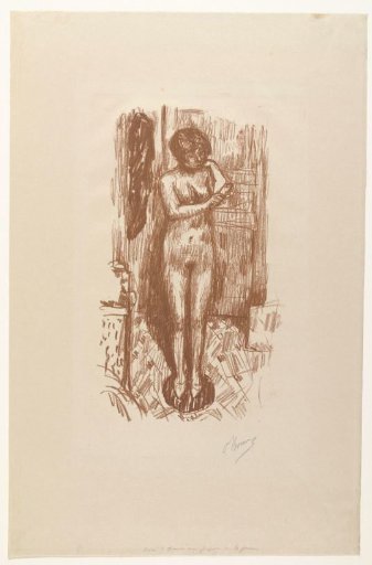 Standing Naked Woman Washing Herself