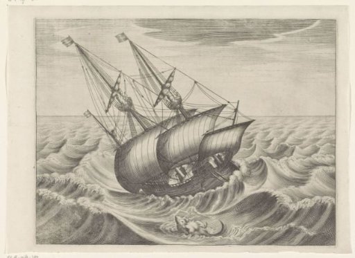 Sailing ship on stormy seas