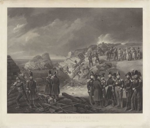 French army on the captured lunette of Saint-Laurent, 15 December 1832
