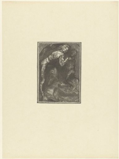 Michelangelo sculpting an enslaved man