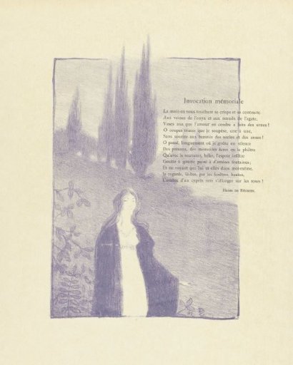Illustration with woman in landscape for poem Invocation mémoriale by Henri de Régnier