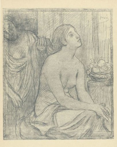 Woman combing the hair of a seated half-naked woman