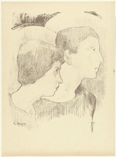 Two heads of martyrs or boys with nimbus