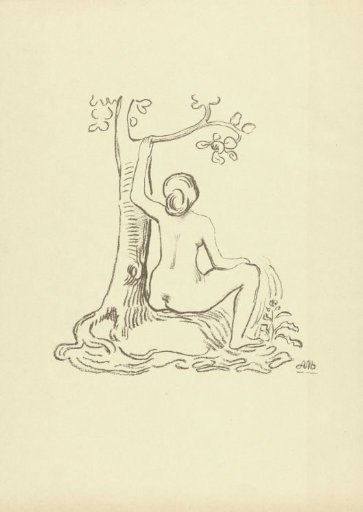 Naked Woman Sitting by a Tree