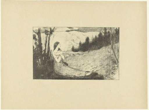 Saint Agnes Sitting on a Rock in a Landscape