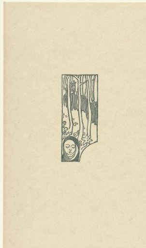Illustration with head of a woman with closed eyes and trees accompanying a poem in the poetry collection Sagesse by Paul Verlaine
