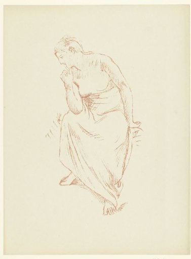 Seated half-naked woman