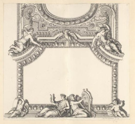 Design of a ceiling in the Louvre with the theme of music