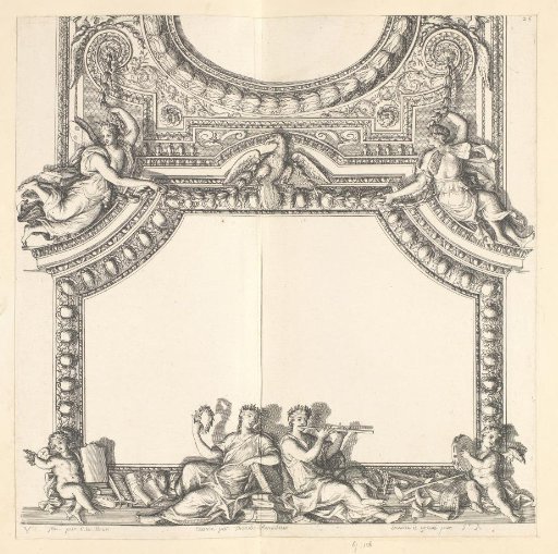 Design of a ceiling in the Louvre with the theme of music