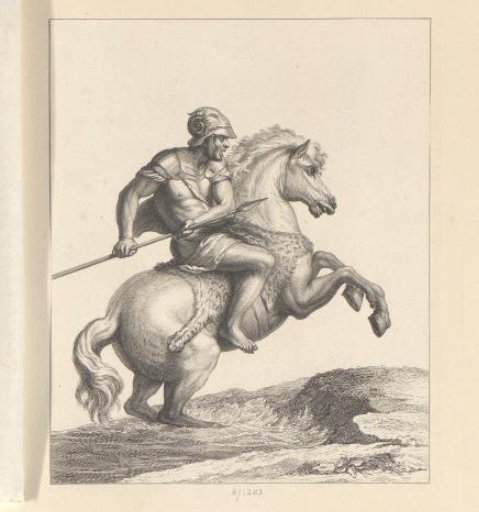 A Soldier with a Spear on Horseback in a River