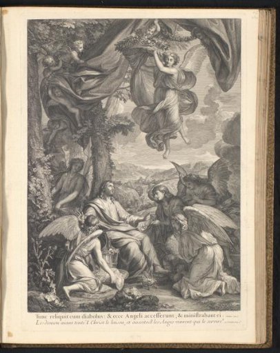 Christ in the wilderness served by angels