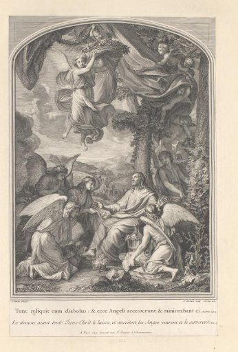 Christ in the wilderness served by angels