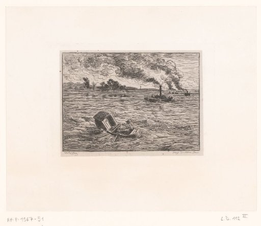 Seaview with steamboats and rowboat
