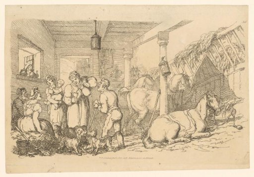 Family in a horse stable