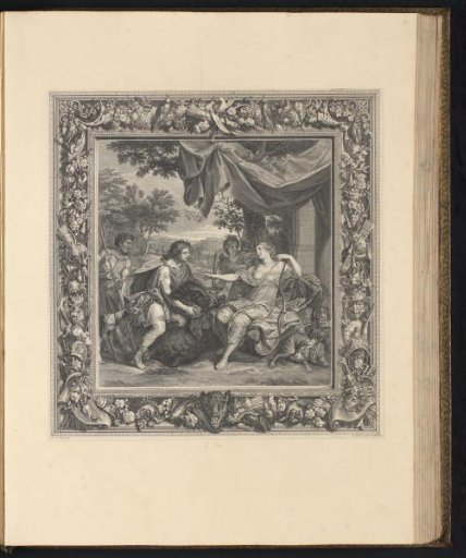 Meleager presents the skin of the Calydonian boar to Atalanta