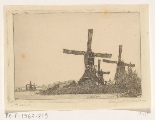 Wipmolen windmills on the Vlist between Haastrecht and Schoonhoven