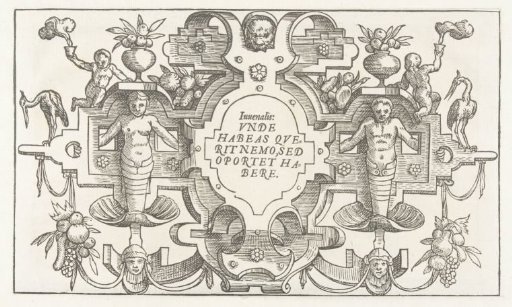 Cartouche with a quotation from Juvenalis in a frame of scrollwork