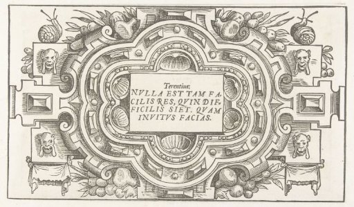 Cartouche with a quotation from Terentius