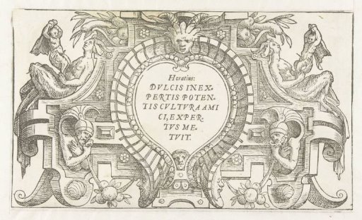Heart-shaped cartouche with a quotation from Horace