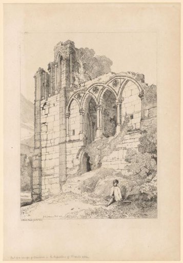 Man Sitting under a Window of the Ruin of Rievaulx Abbey