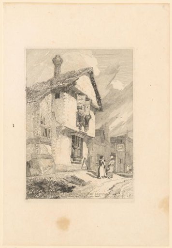 Two Women with Children Standing before a Dilapidated Building in Conwy