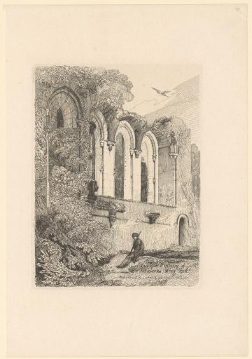 Wanderer Sitting before the Ruin of the Refectory of Fountains Abbey