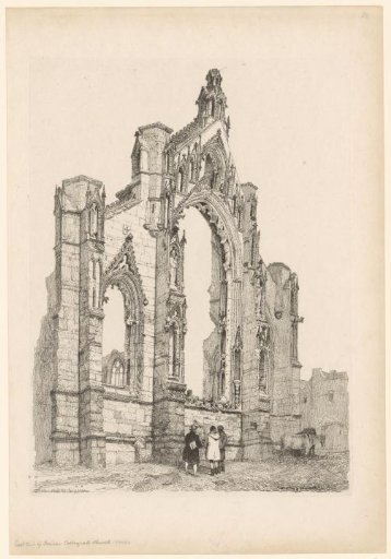 Three Men and Two Donkeys Standing on the East Side of the Ruin of Howden Minster