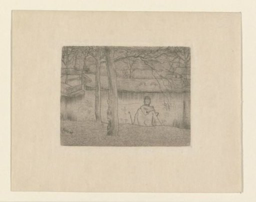 Landscape with Sketcher by the Water, Seen from Behind