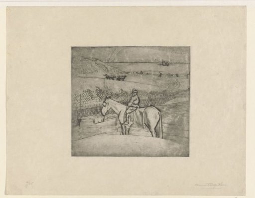 Man on white horse by the sea