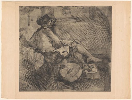 Reclining woman with guitar