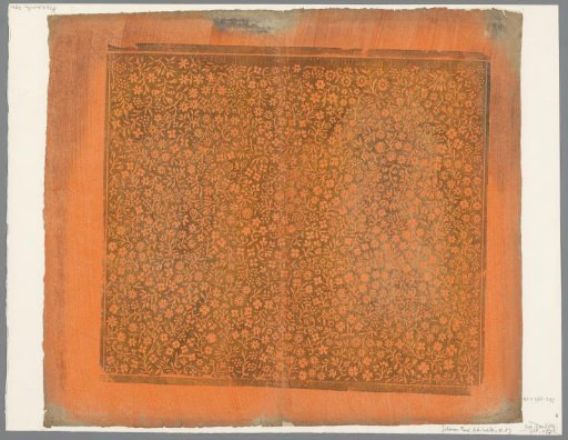 Sheet with small scrolls of flowers and grapes