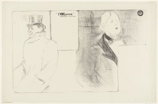 Design for programme for theatre L'Oeuvre with portraits of writers Oscar Wilde and Romain Coolus