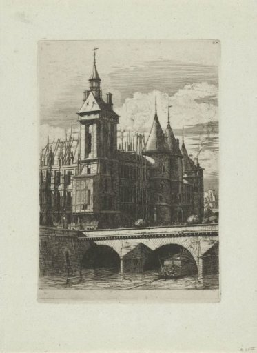 Tower with clock on the corner of the Palais de Justice in Paris