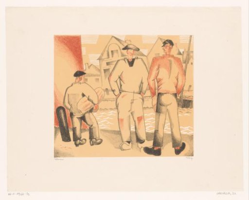 Three fishermen at the quay