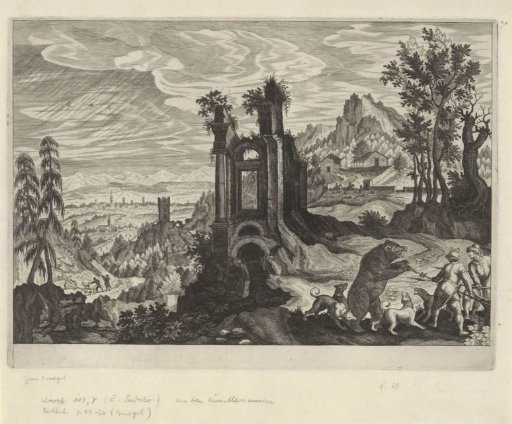 Landscape with bear hunt