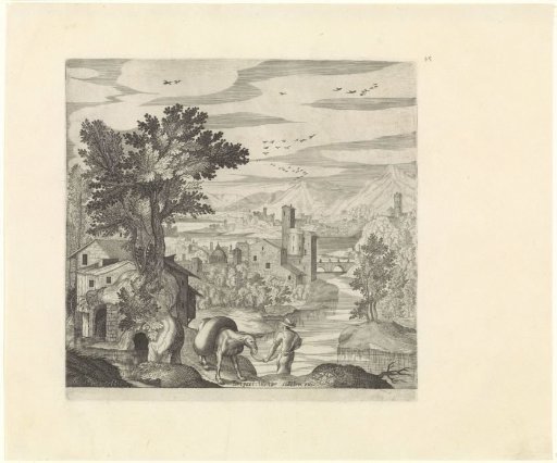 Landscape with a peasant and his donkey