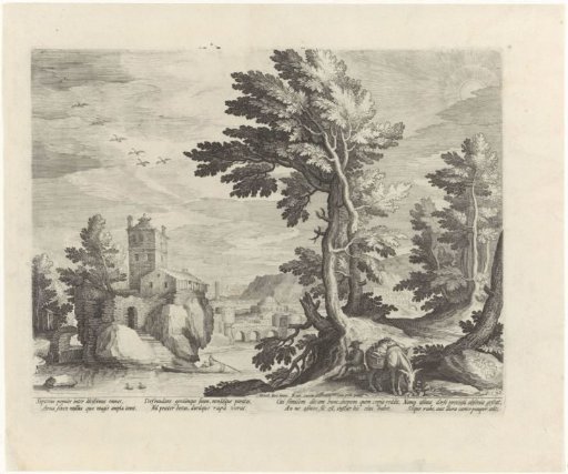Landscape with the Emblem of the Donkey Laden with Delicacies