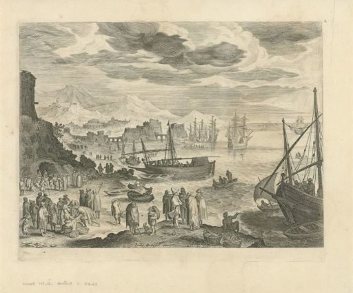 Seaport with Fishermen and Fishmongers