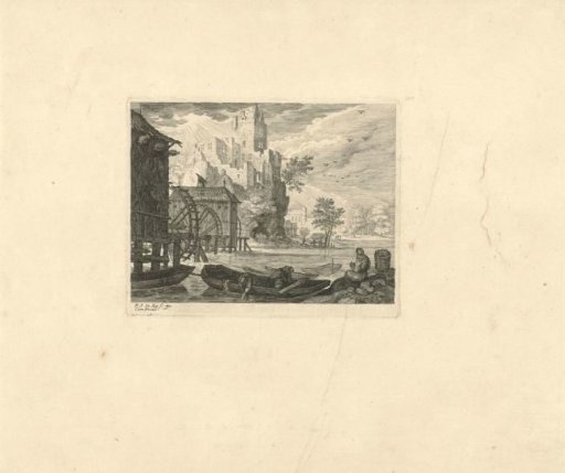 Watermills in a landscape
