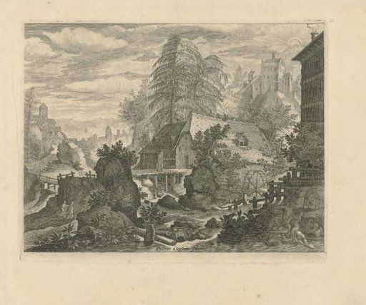 Rocky landscape with a watermill