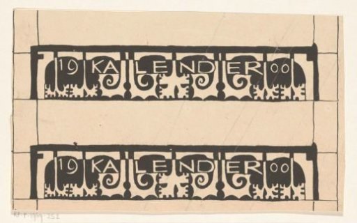 Two designs for border of calendar 1900