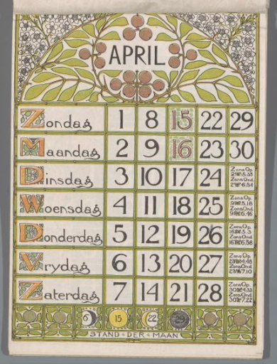 Calendar Page April 1900