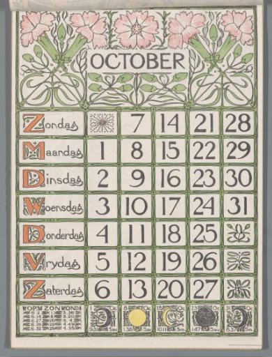Calendar page October 1900
